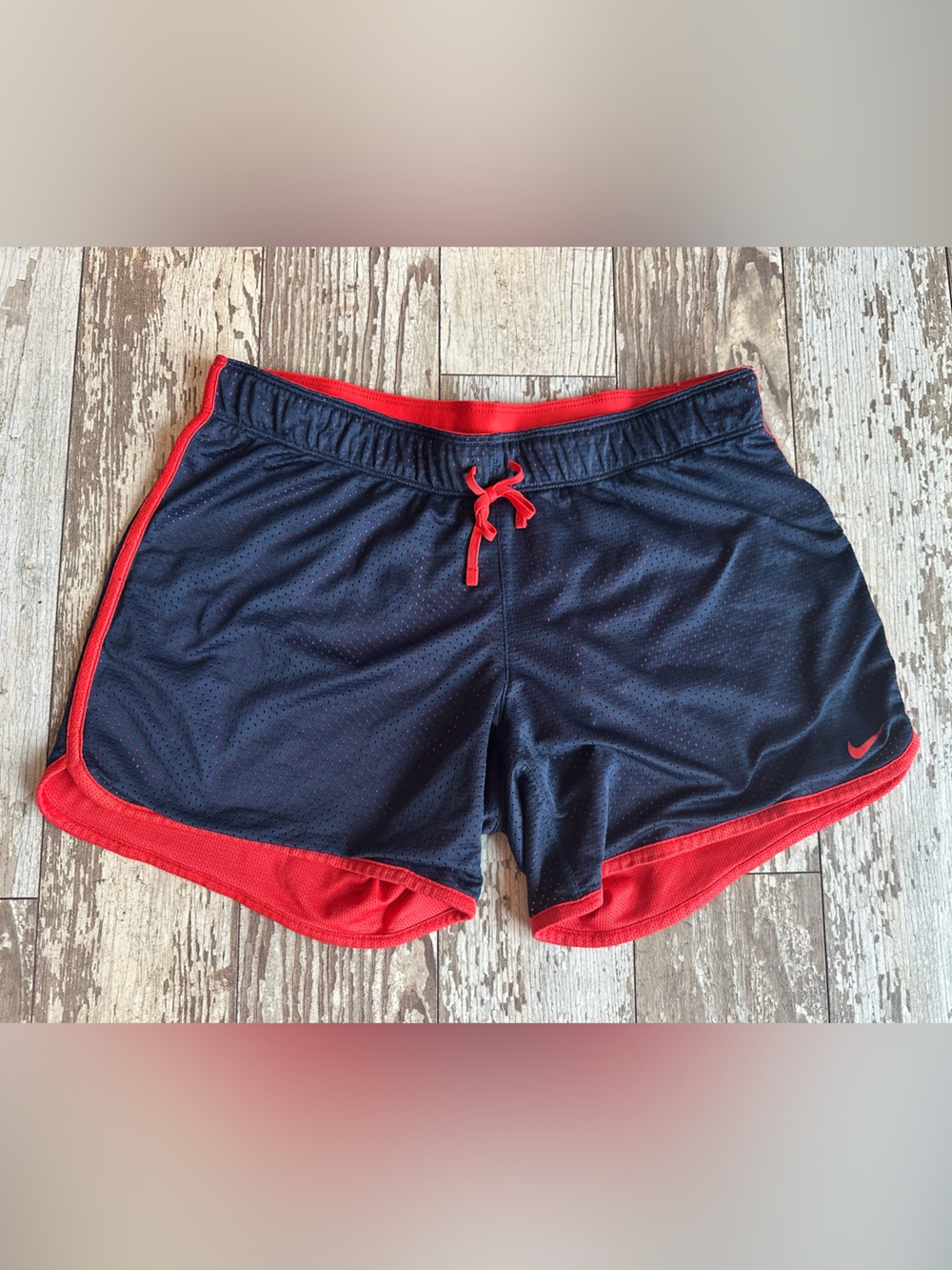 Nike Navy & Red Athletic Mesh Shorts